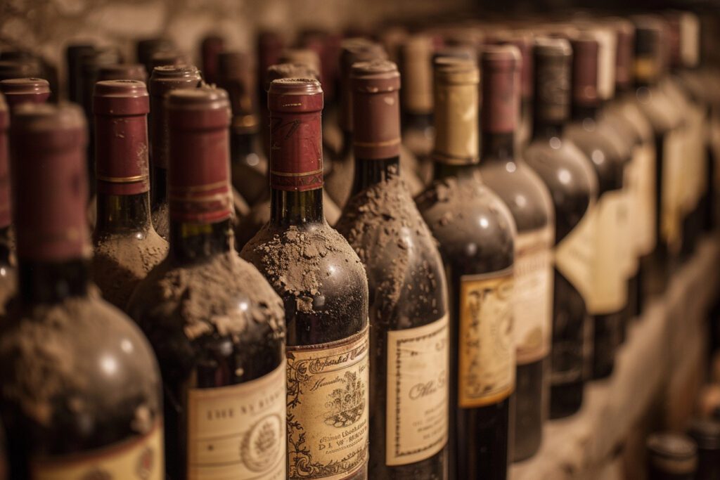 Des bouteilles de vin alignées