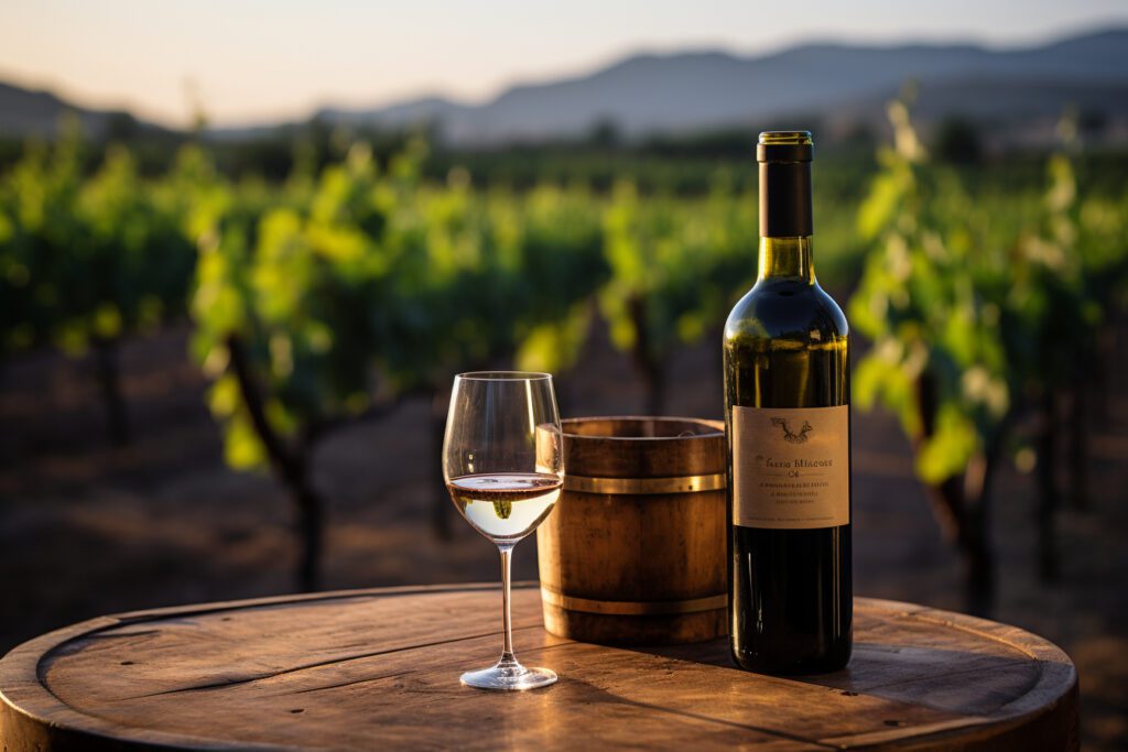 Un vin mousseux sur une table