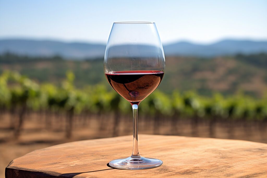 Un verre de vin dans le vignoble