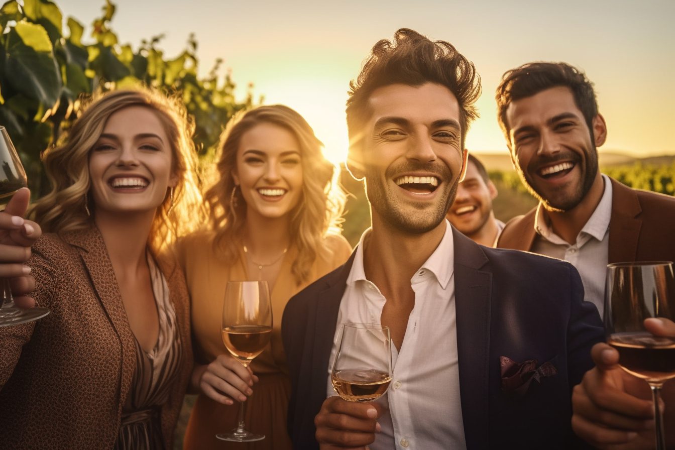 Des jeunes buvant du vin