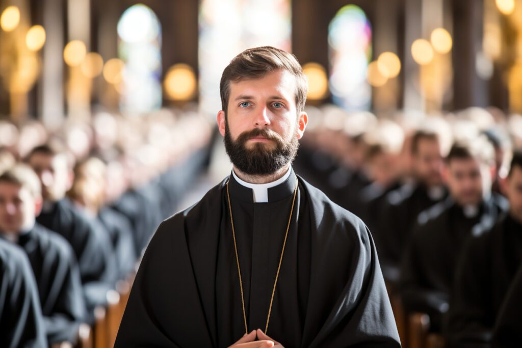 Un prête dans l'église