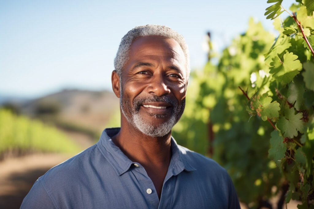 Un homme dans son vignoble