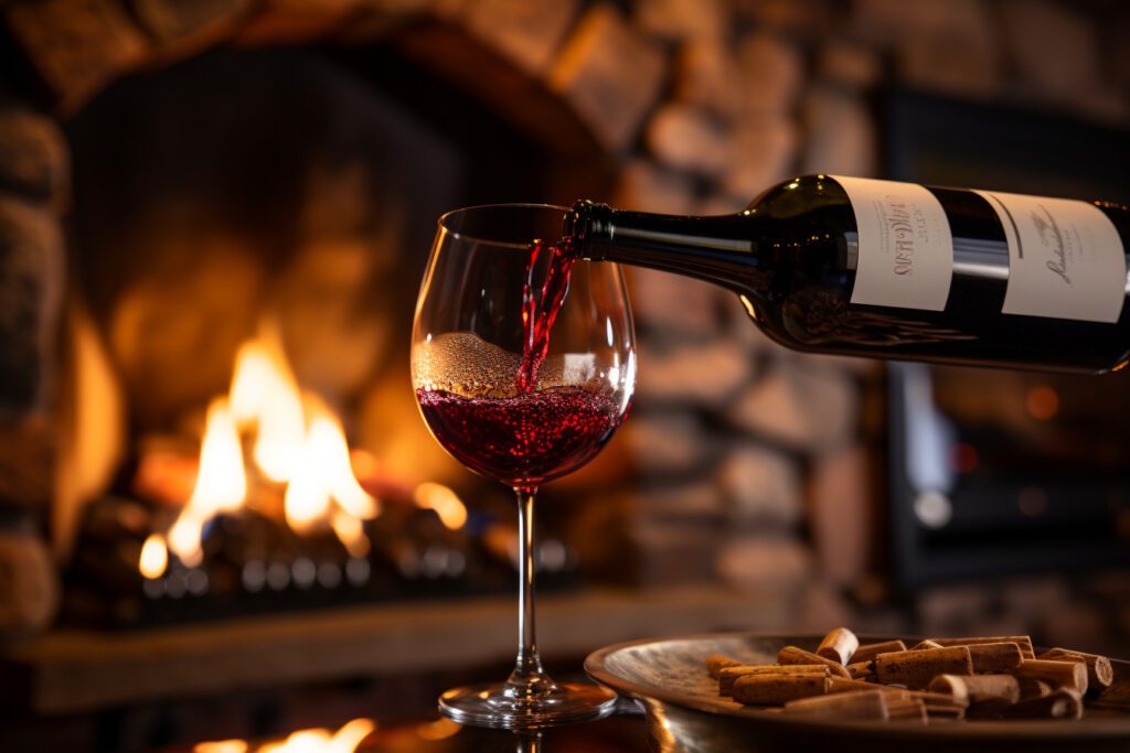 Un verre et une bouteille de vin