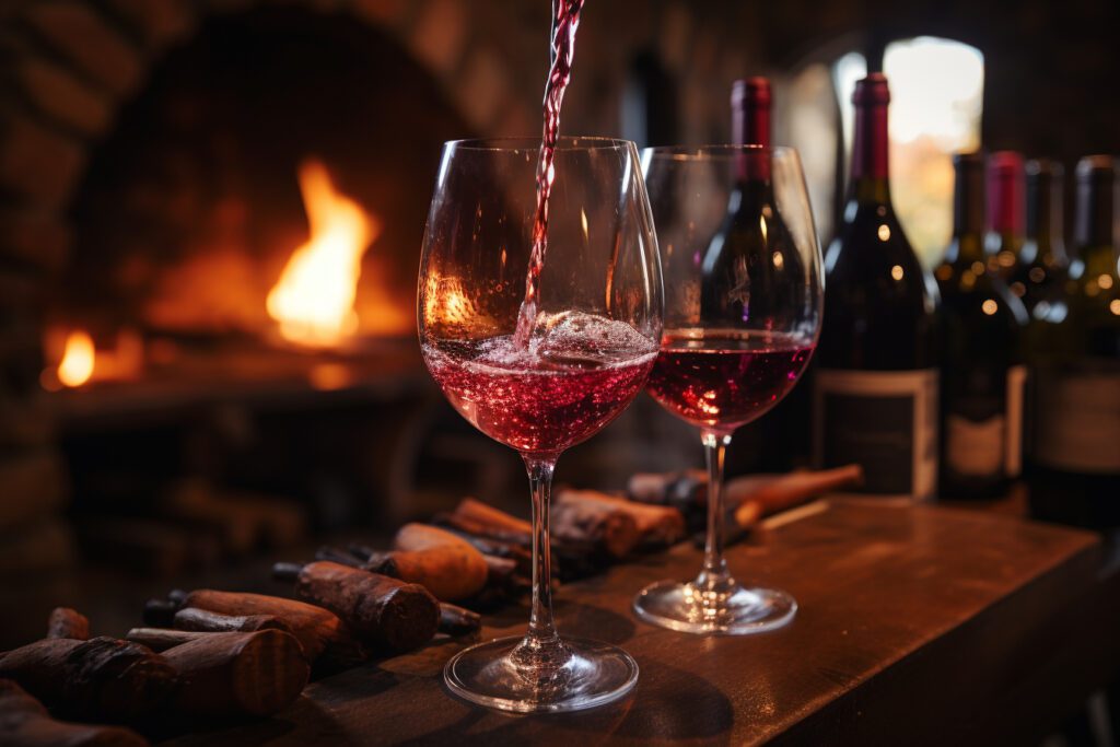 Deux verres de vin rouge