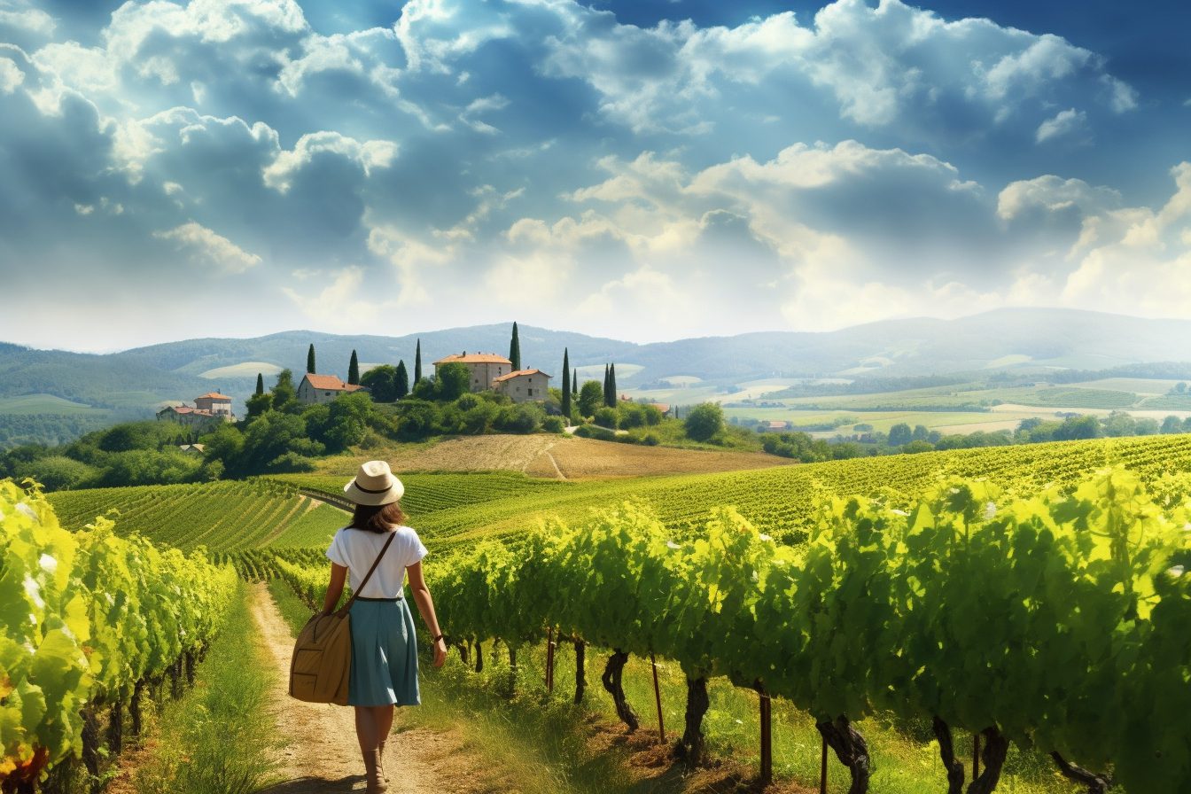 Un domaine viticole et une femme