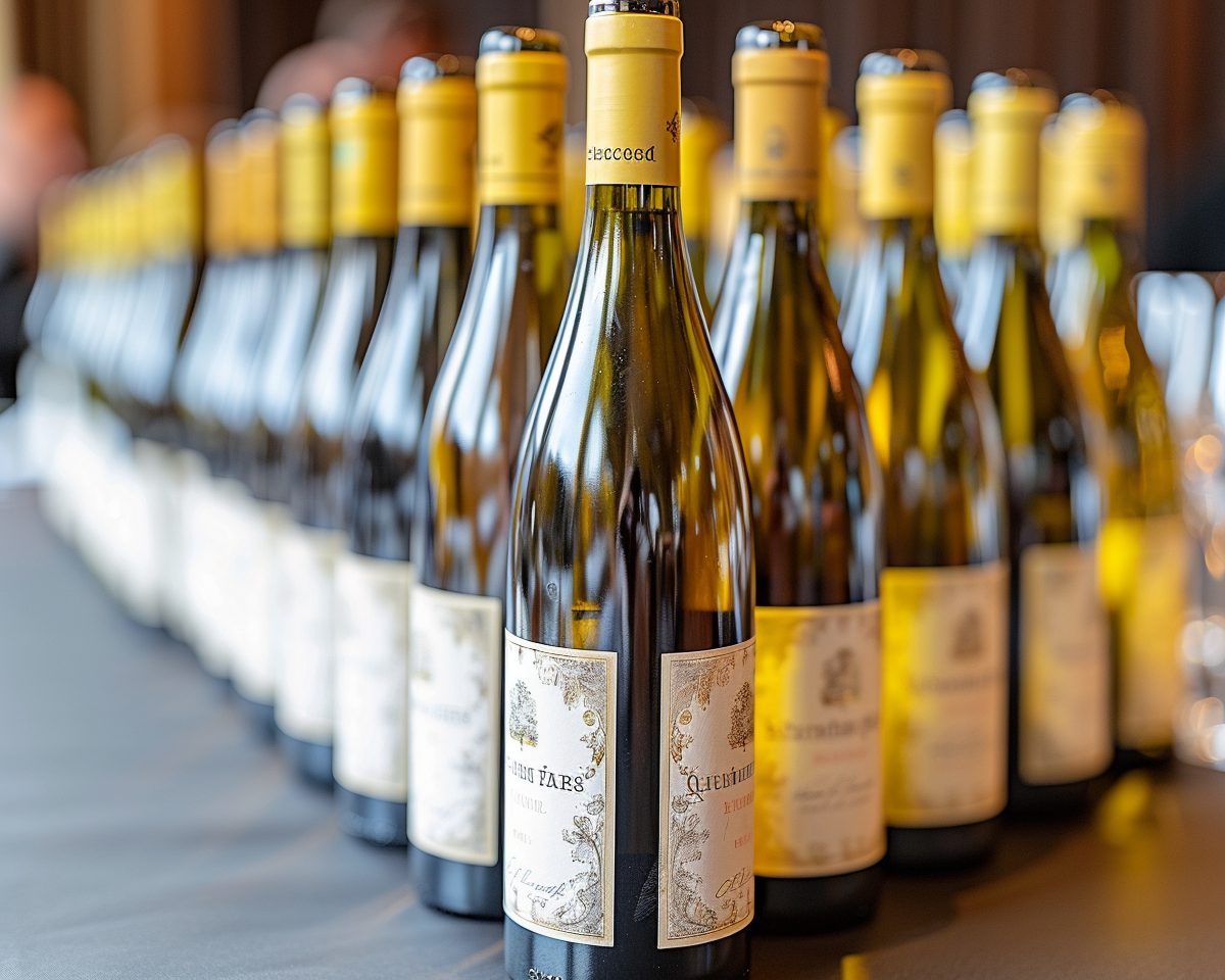 Des bouteilles de vin alignées