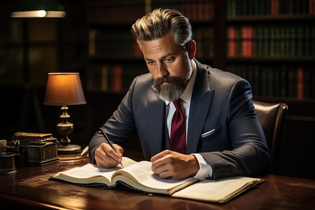 Un homme qui signe un livre
