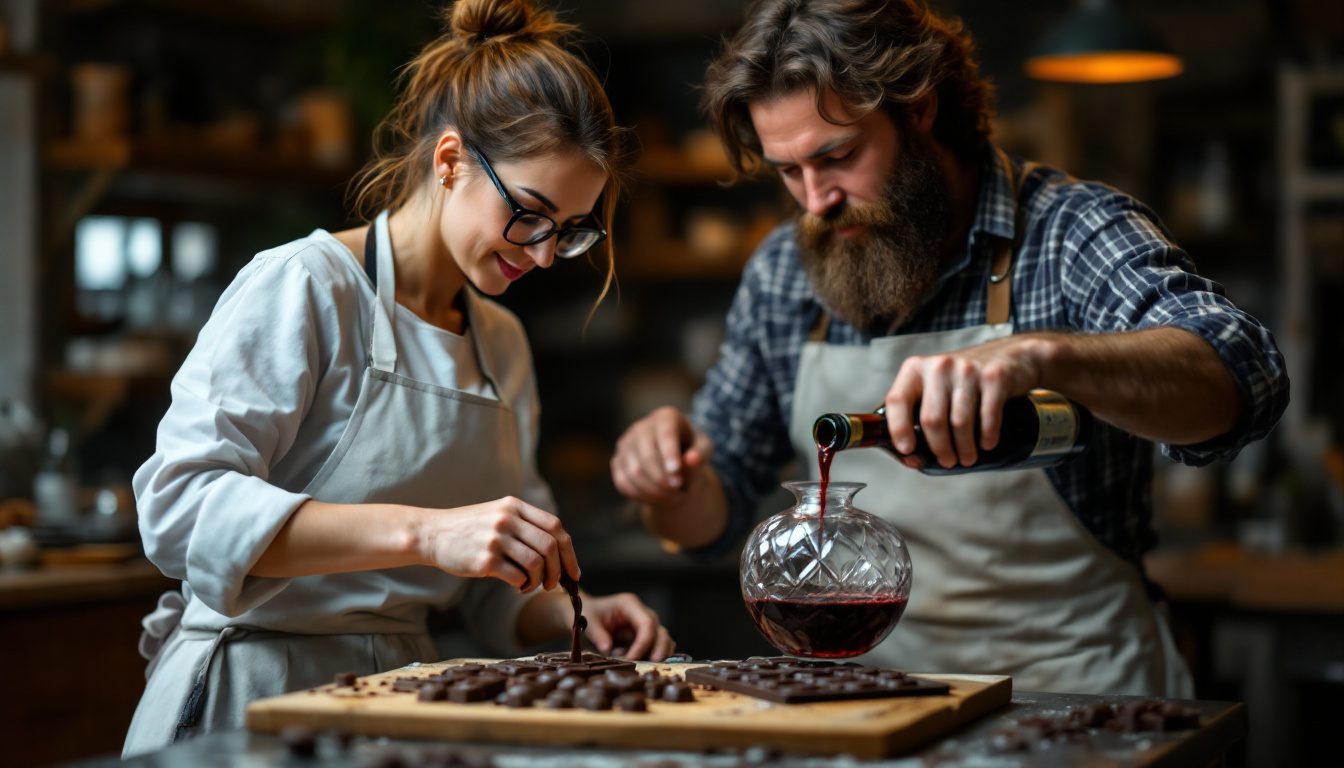 découvrez une expérience unique à plœmeur, où l'art du chocolat se mêle à l'univers du vin. explorez la fusion créative entre un chocolatier passionné et un vinificateur expert, et laissez vos papilles savourer des accords inédits qui marient douceur et richesse. un voyage gourmand à ne pas manquer !