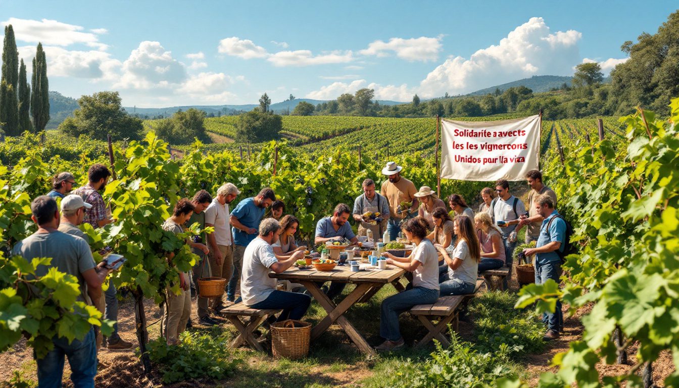 découvrez comment un élan de solidarité s'organise pour venir en aide aux vignerons gravement affectés par la grêle, le mildiou et la sécheresse. rejoignez cette initiative et participez à la sauvegarde de notre patrimoine viticole.